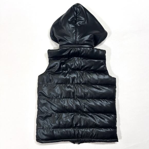 Bukercore Sheen Winter Puffer Vest Hoodie Gianni Bini Black Women’s Small‎ - Picture 2 of 7